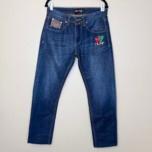 Comme Des Garcons Play Embroidered Jeans - Men's Size 31*31 - Blue
